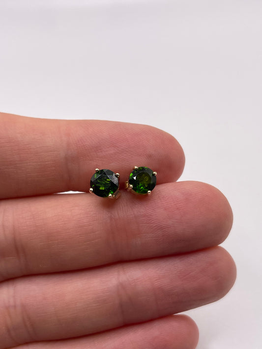 9ct gold diopside earrings