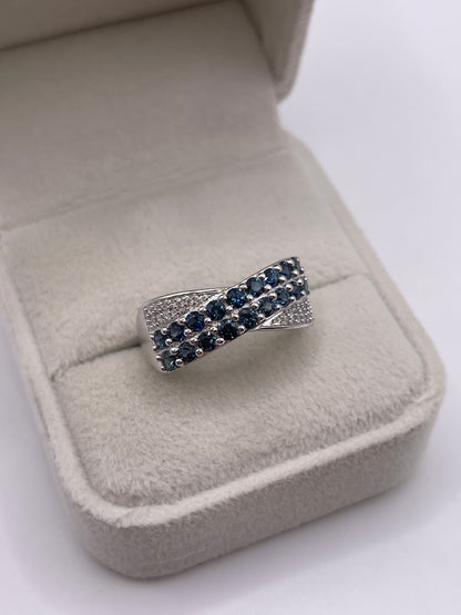 9ct white gold sapphire and diamond ring