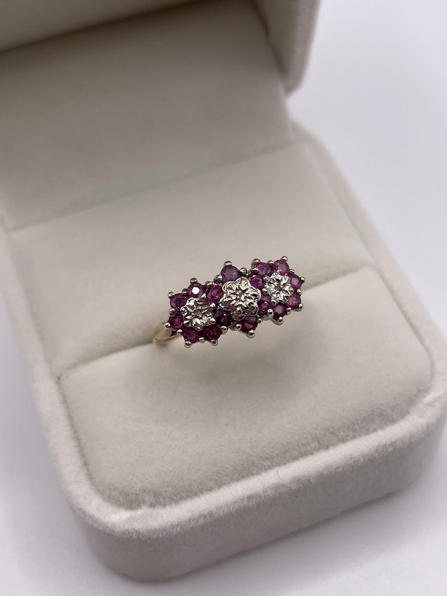 9ct gold ruby and diamond ring