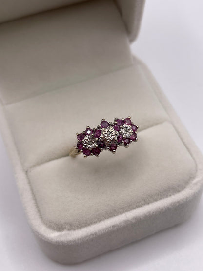 9ct gold ruby and diamond ring