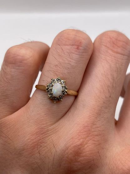 9ct gold opal and diamond ring
