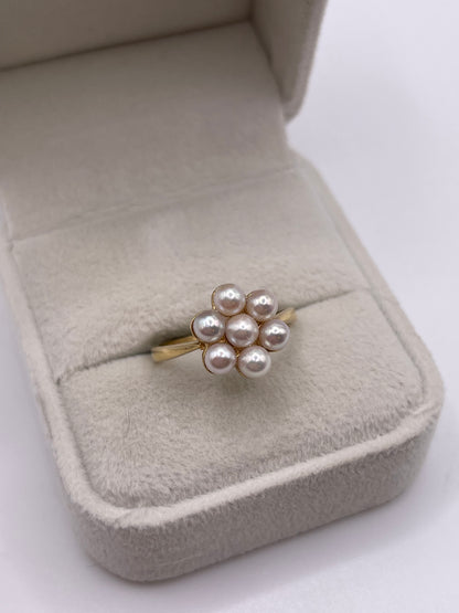 9ct gold pearl cluster ring