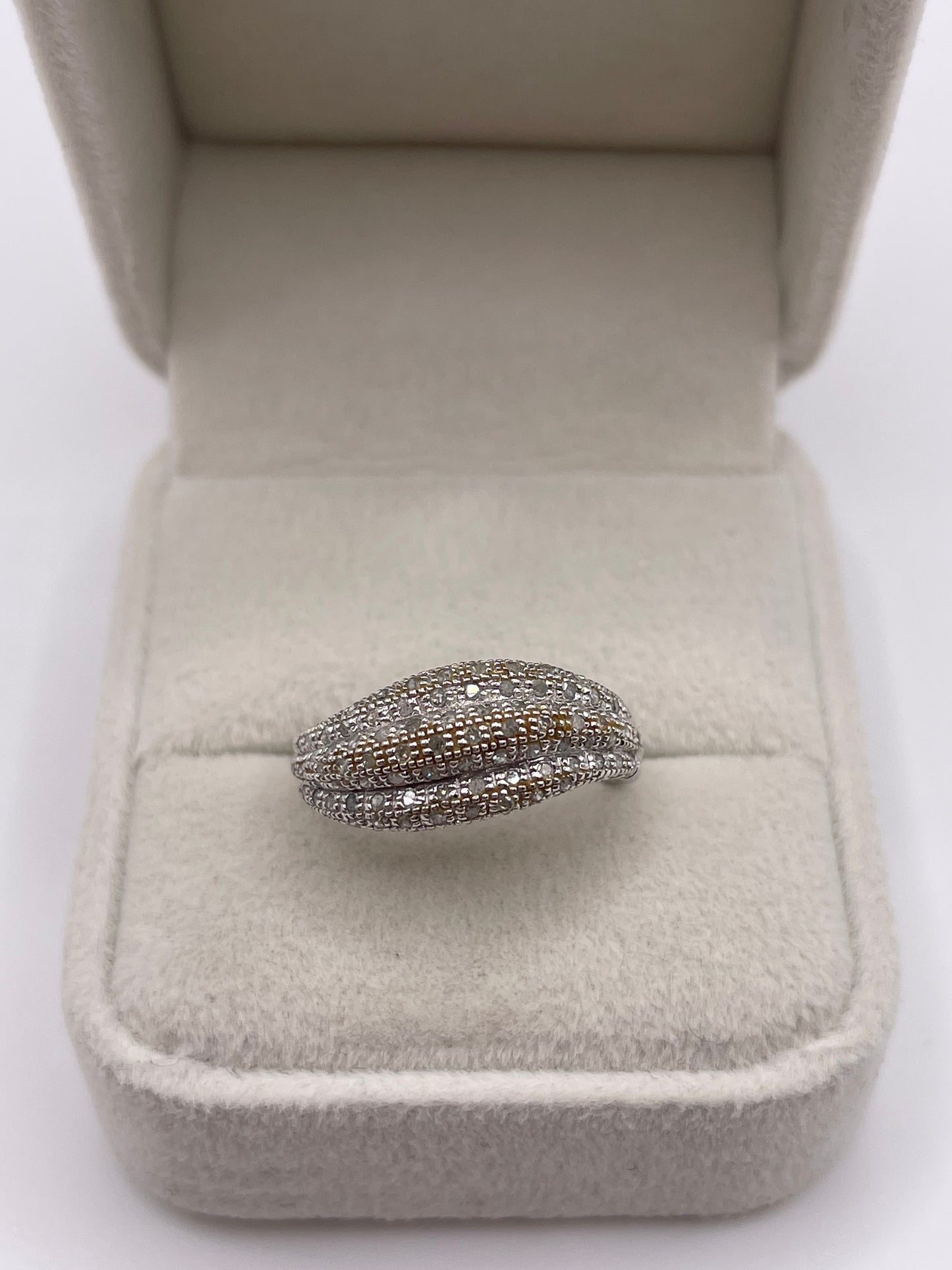 9ct white gold 50 point diamond cluster ring