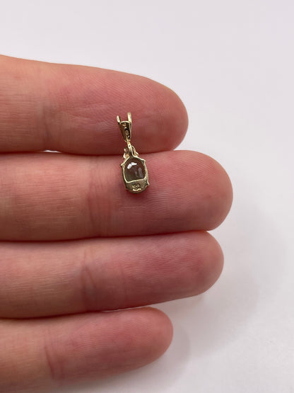 9ct gold emerald and diamond pendant