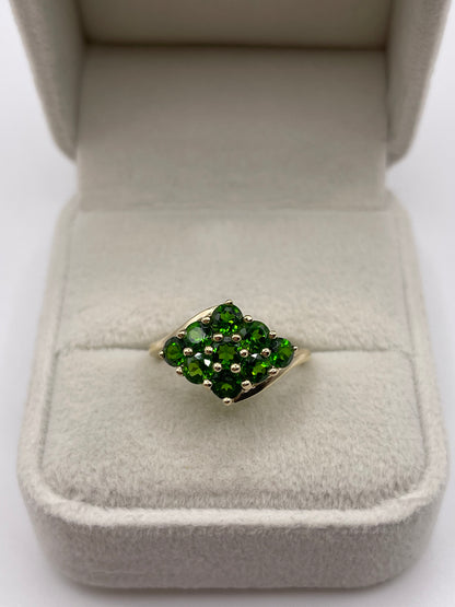 9ct gold diopside cluster ring