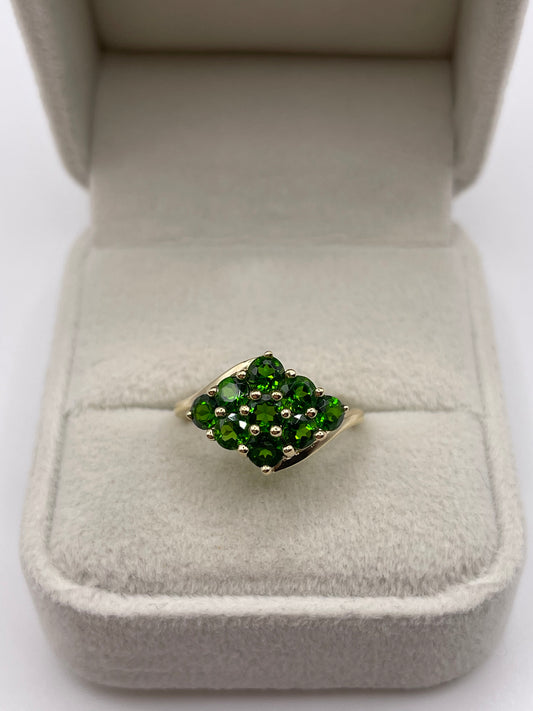 9ct gold diopside cluster ring