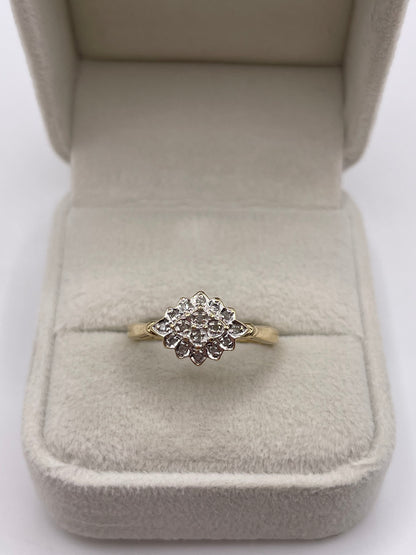 9ct gold diamond cluster ring