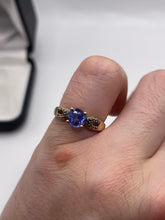 Load image into Gallery viewer, 9ct gold tanzanite and blue diamond ring

