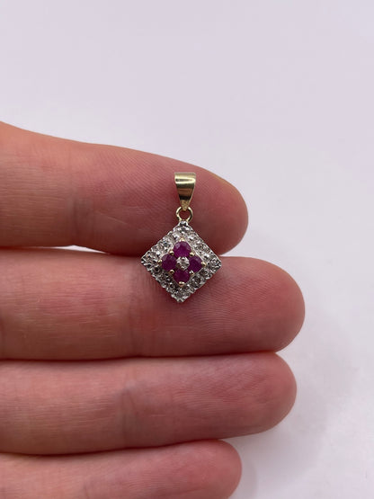 9ct gold ruby and diamond pendant