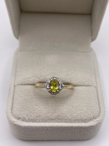 9ct gold sphene and zircon ring