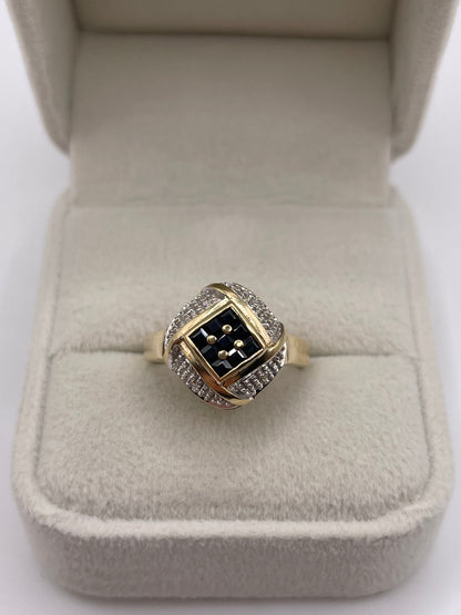 9ct gold sapphire and diamond ring