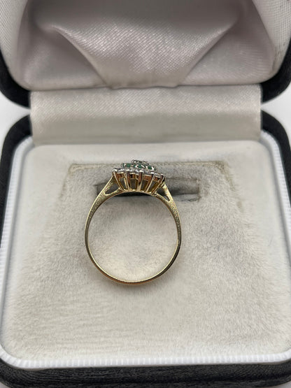 9ct gold emerald and cz ring