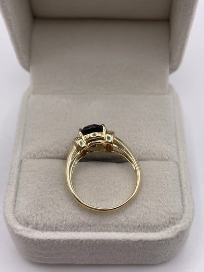 9ct gold Smokey quartz and diamond ring