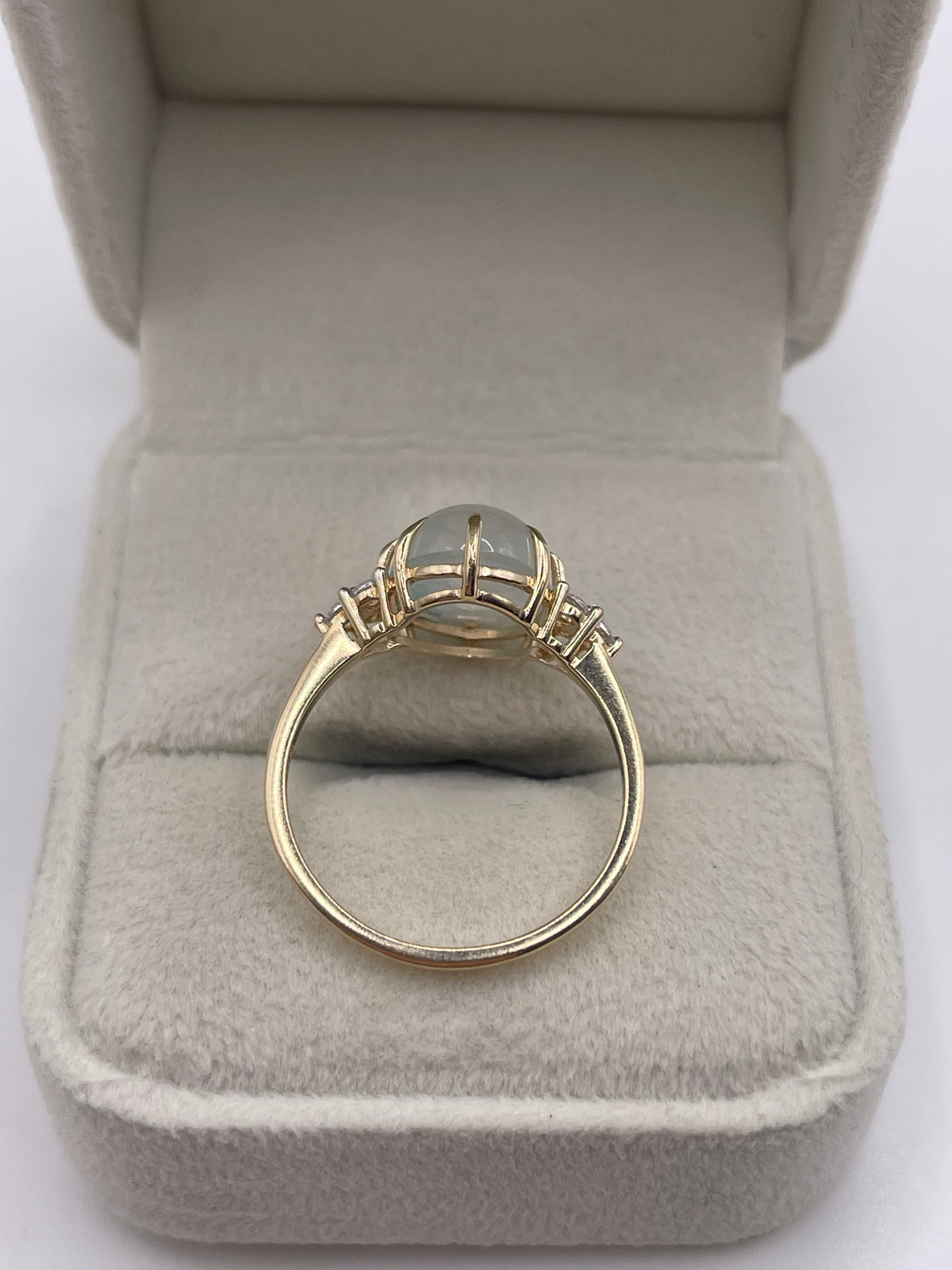 9ct gold cabochon gemstone and zircon ring