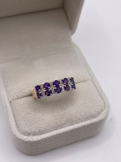 9ct gold amethyst and diamond ring