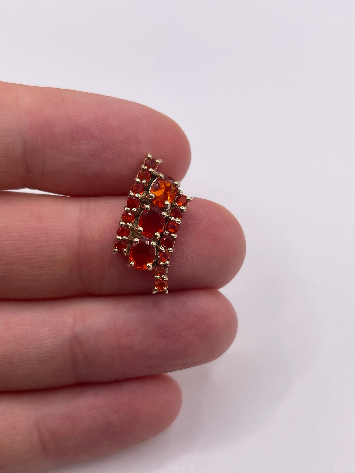 9ct gold fire opal cluster pendant