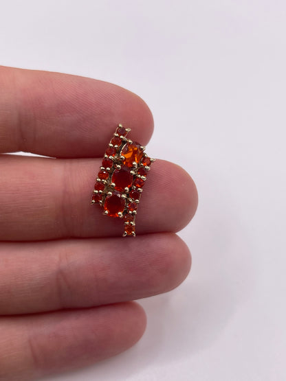 9ct gold fire opal cluster pendant