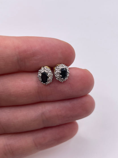 9ct gold sapphire and diamond earrings