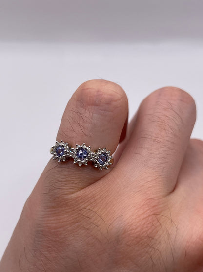 9ct gold tanzanite and diamond ring