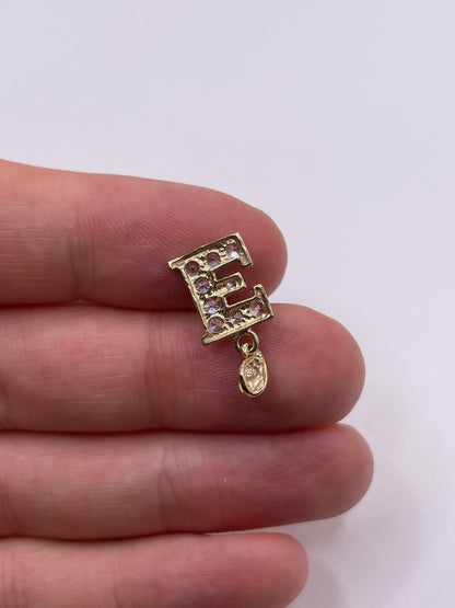 9ct gold cz initial E pendant