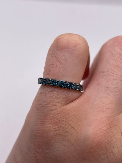 Silver blue diamond ring