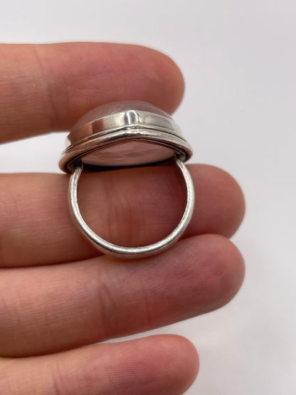 Silver rose quartz ring