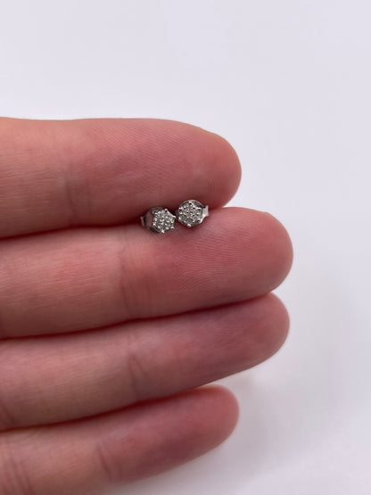 Silver diamond earrings