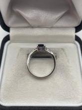 Load image into Gallery viewer, 9ct white gold blueberry quartz and diamond ring
