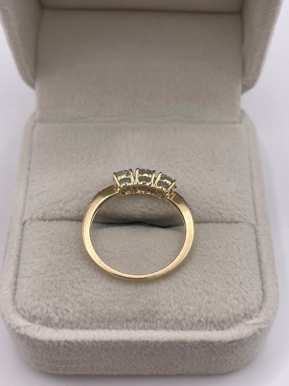 9ct gold aquamarine and zircon ring