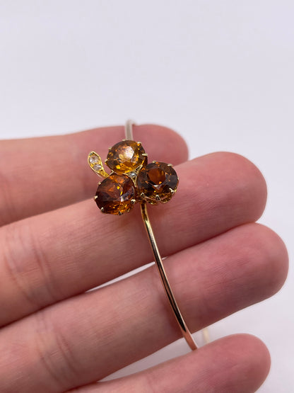 Antique 15ct gold citrine and diamond bangle