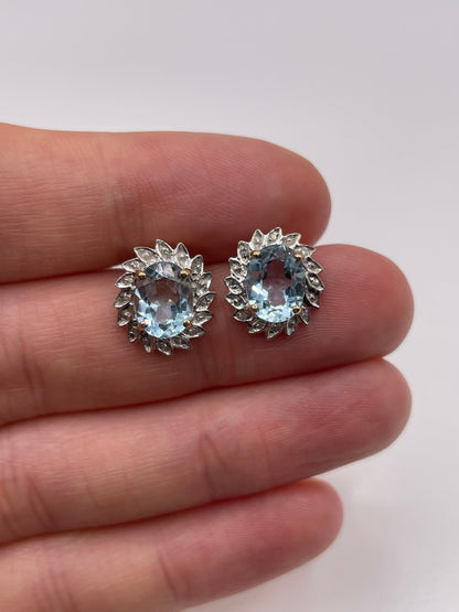 9ct gold topaz and diamond earrings