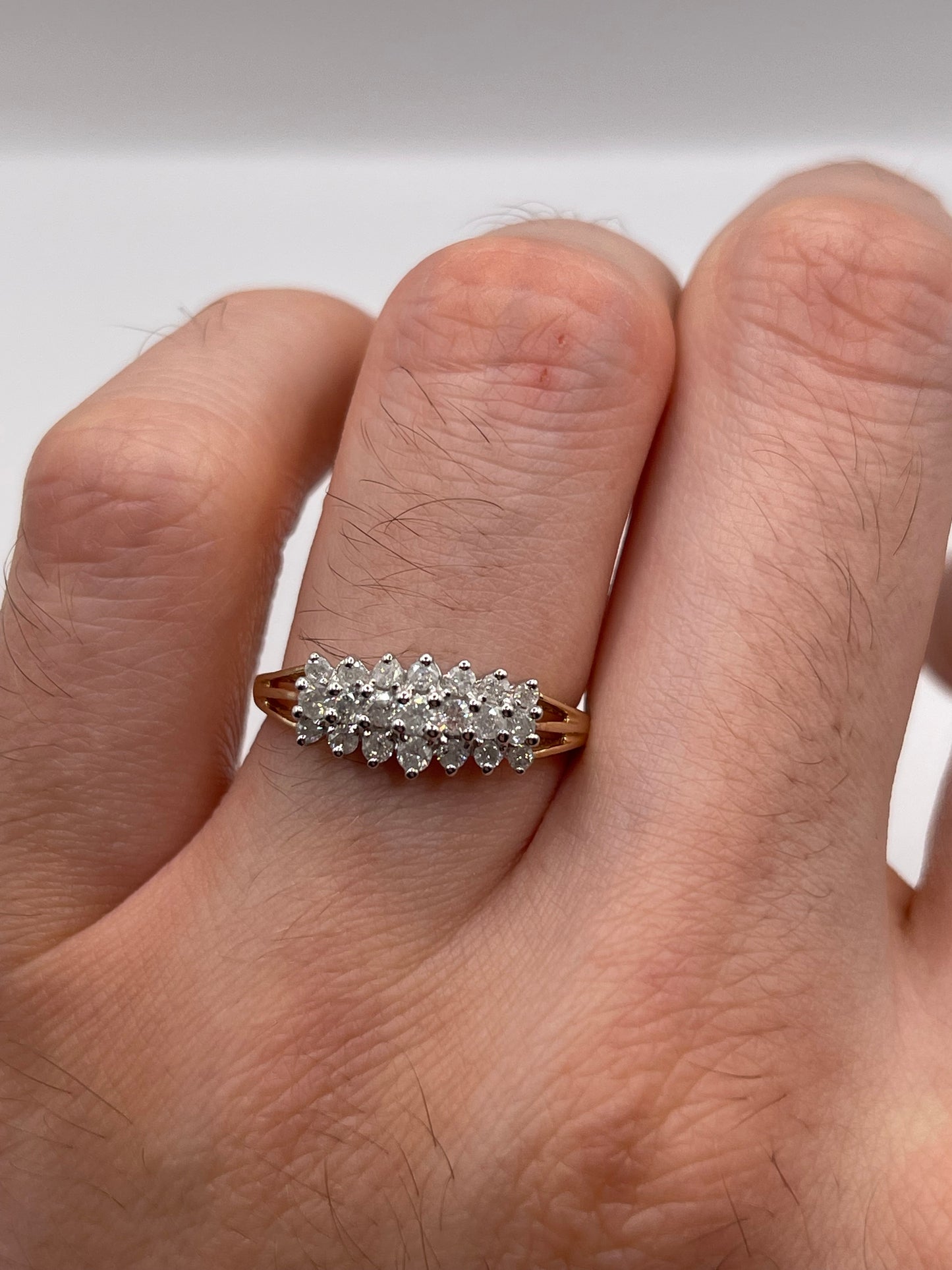 9ct gold diamond cluster ring