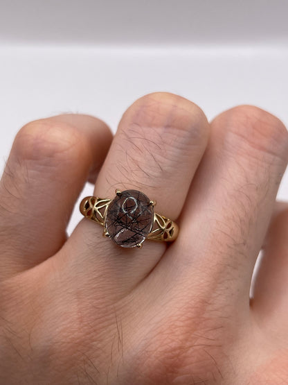 9ct gold rutile quartz ring