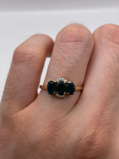 9ct gold grandidierite and zircon ring