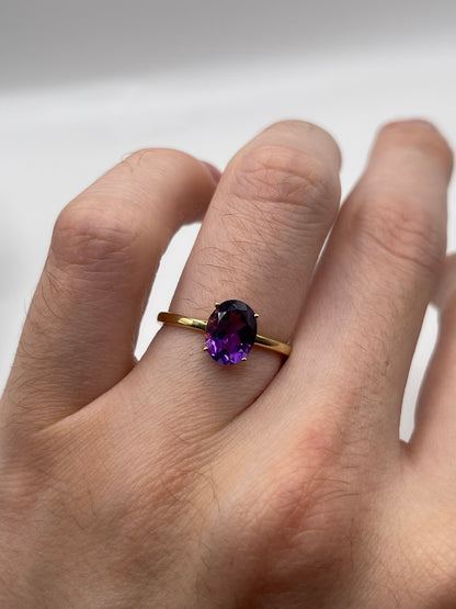 9ct gold amethyst ring