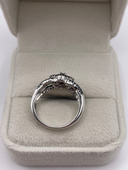 9ct white gold blue diamond cluster ring