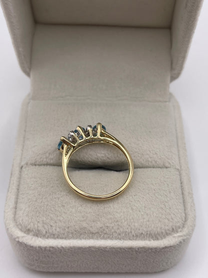 9ct gold blue topaz and diamond ring