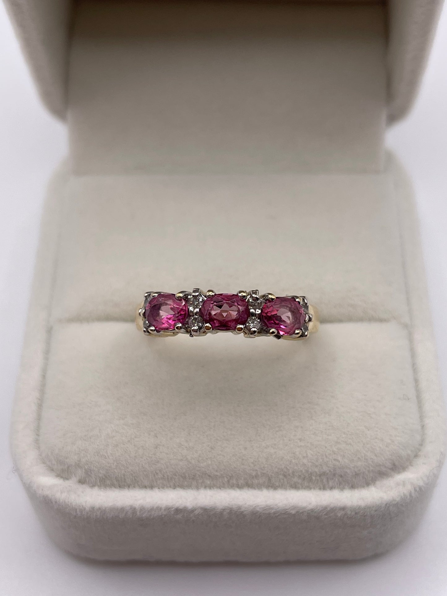 9ct gold pink topaz and diamond ring