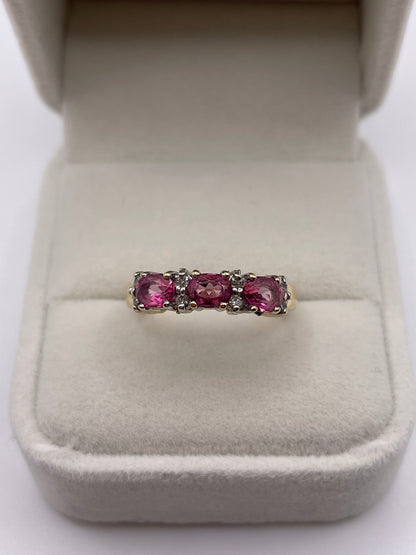 9ct gold pink topaz and diamond ring