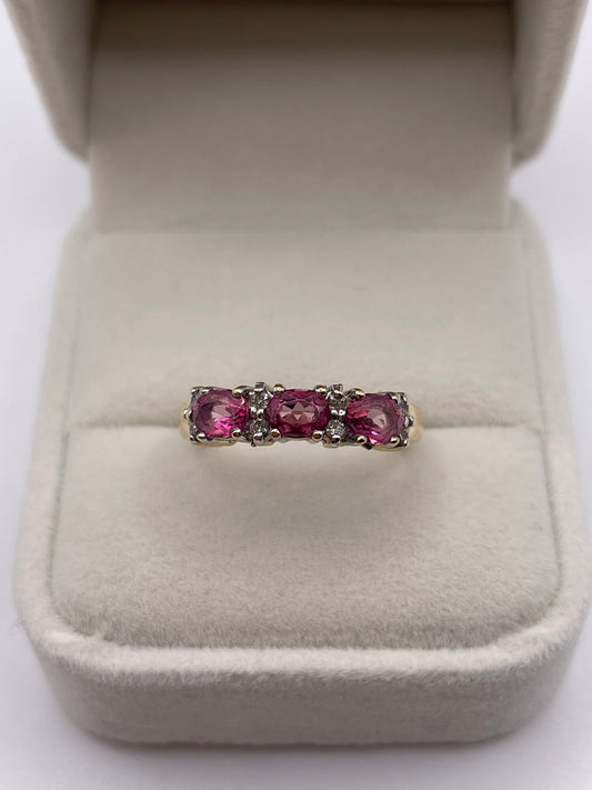 9ct gold pink topaz and diamond ring
