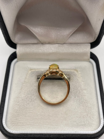9ct gold opal and zircon ring