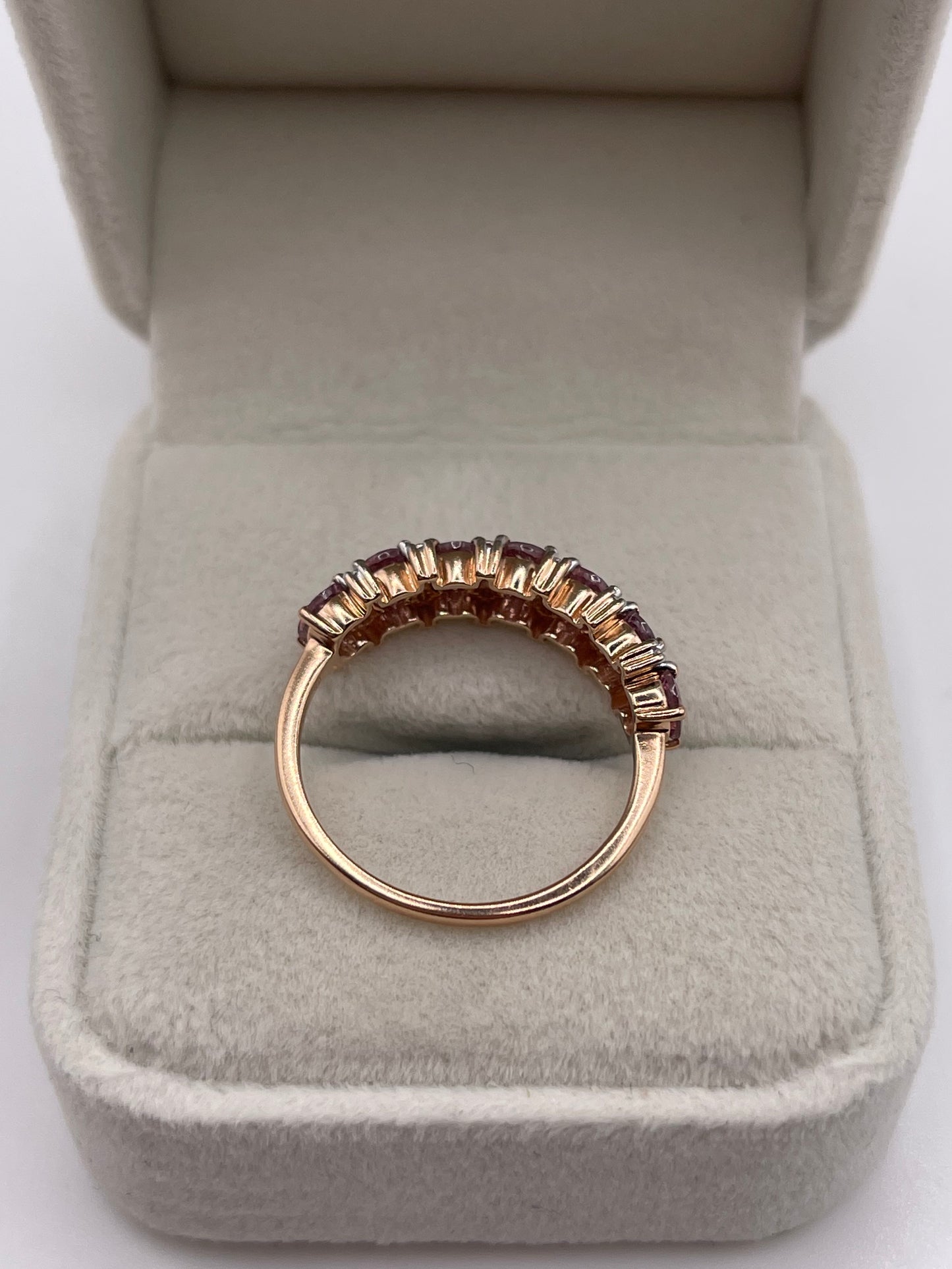 9ct rose gold quartz and zircon ring
