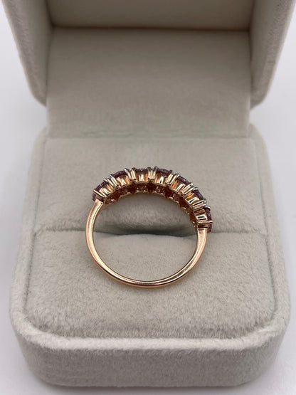 9ct rose gold quartz and zircon ring