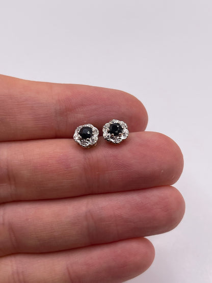 9ct gold sapphire and diamond earrings