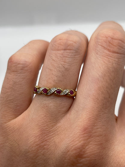 9ct gold ruby and diamond ring