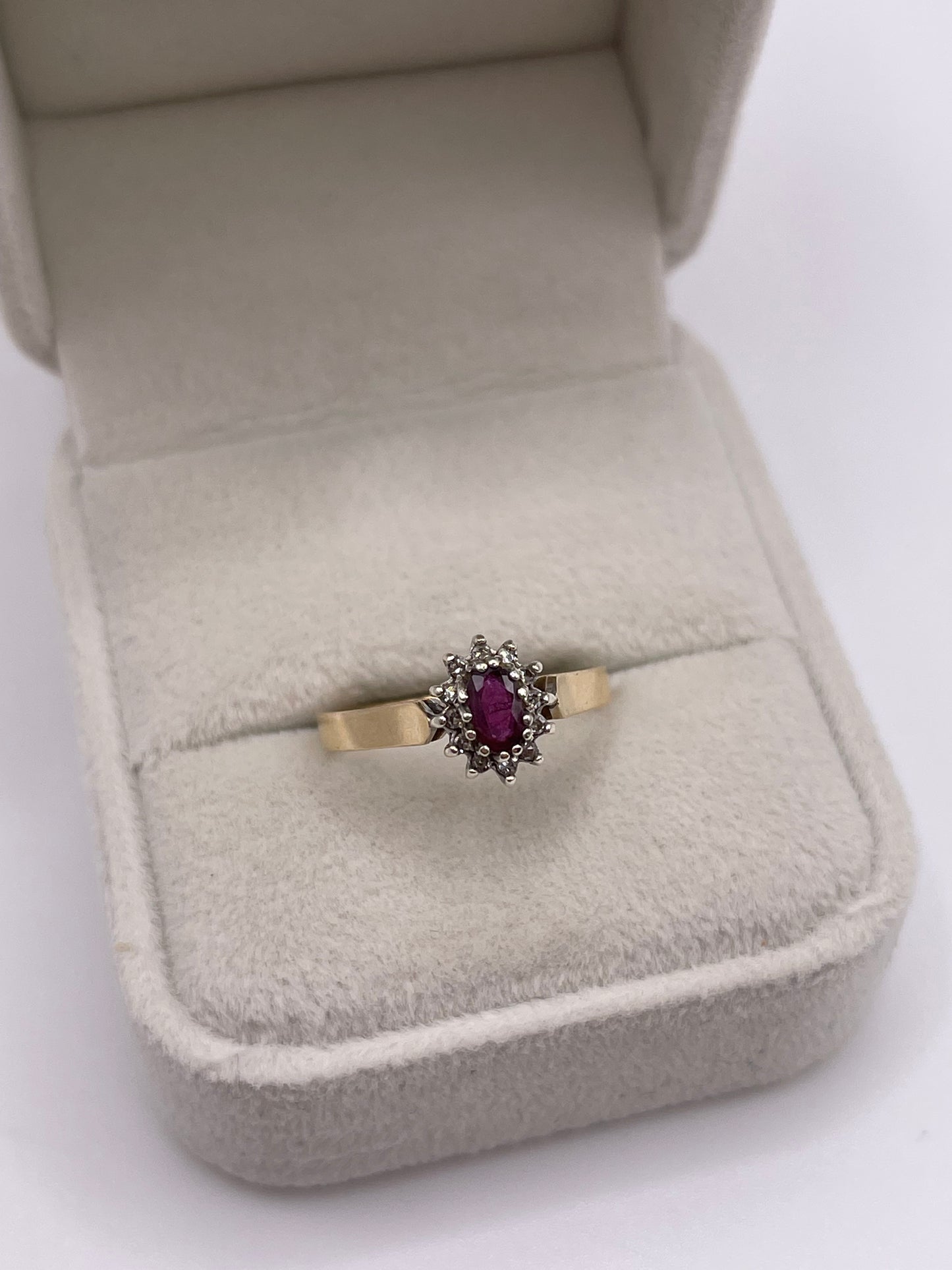 9ct gold ruby and diamond ring