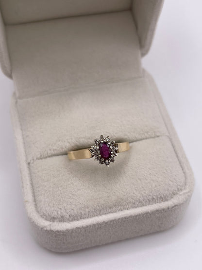 9ct gold ruby and diamond ring