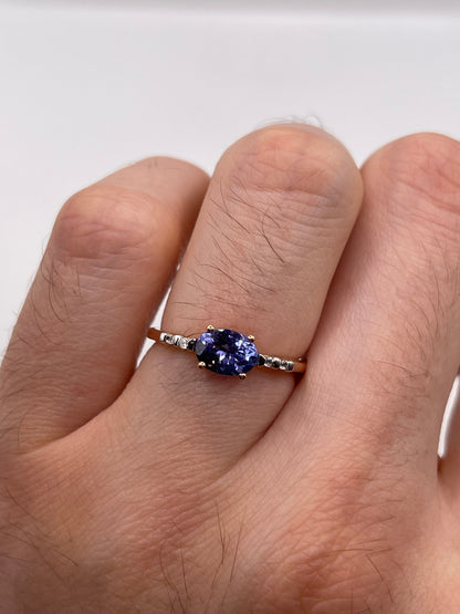 9ct rose gold tanzanite and zircon ring