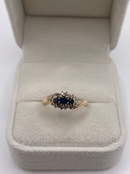 9ct gold sapphire and diamond ring