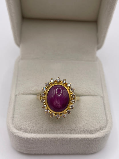 9ct gold star ruby and diamond ring
